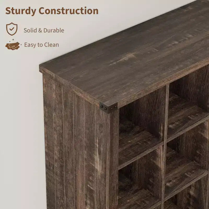 Bibliothèque de rangement 9 cubes, étagère horizontale de style ferme à 4 niveaux, bibliothèque de rangement en bois de 95 cm
