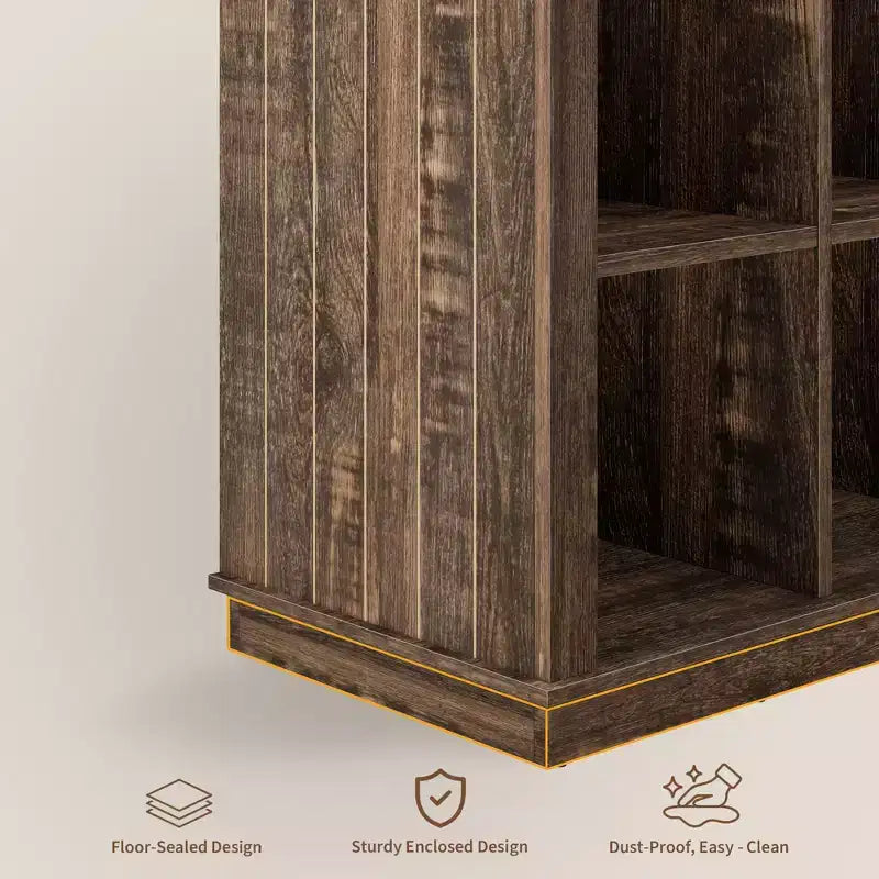 Bibliothèque de rangement 9 cubes, étagère horizontale de style ferme à 4 niveaux, bibliothèque de rangement en bois de 95 cm