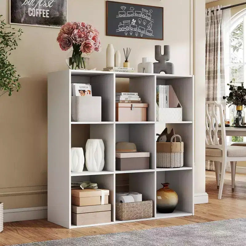 JIONJOY Étagère de rangement 9 cubes, bibliothèque verticale de 91 cm de haut avec panneaux arrière amovibles, étagère ouverte robuste