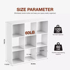 JIONJOY Étagère de rangement 9 cubes, bibliothèque verticale de 91 cm de haut avec panneaux arrière amovibles, étagère ouverte robuste