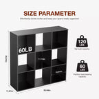 JIONJOY Étagère de rangement 9 cubes, bibliothèque verticale de 91 cm de haut avec panneaux arrière amovibles, étagère ouverte robuste