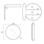 PexFix Armoire de toilette ronde noire 24 pouces avec miroir, montage en surface, cadre métallique, étagères amovibles pour salle de bain
