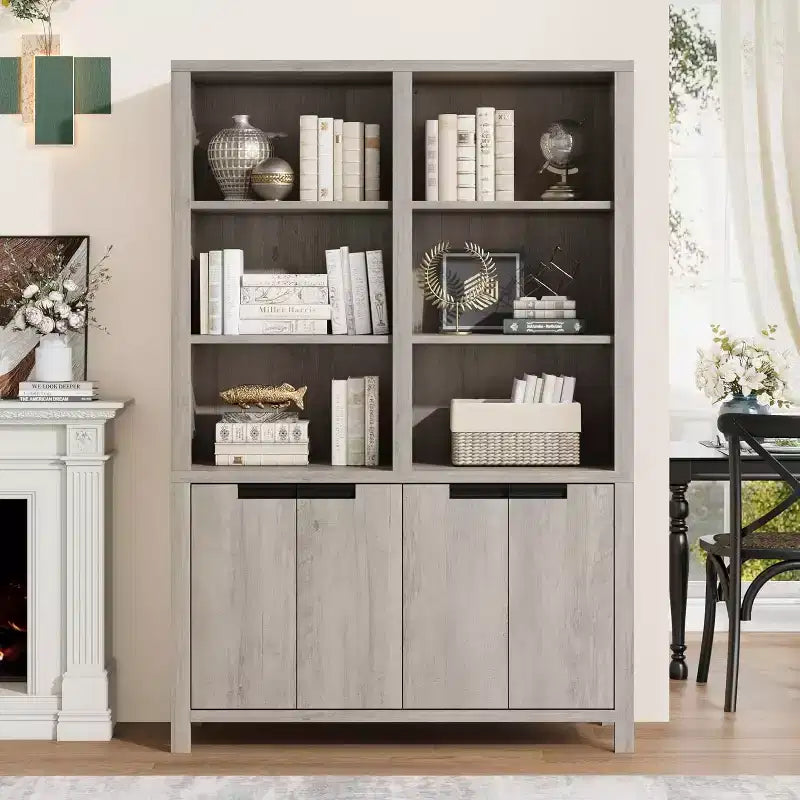 Bibliothèque de Ferme 71, Étagère Vintage avec Armoire de Rangement et Étagère Réglable, Bibliothèque Rustique pour Salon, Bureau, Bibliothèque