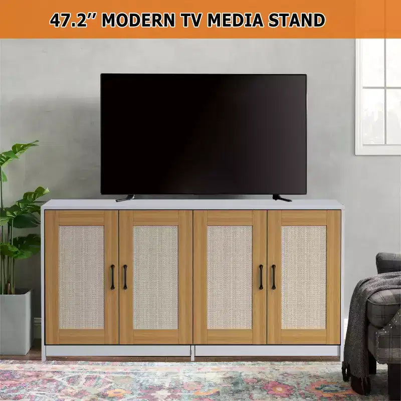 Meuble de rangement polyvalent pour chat avec portes en sisal, 119,9 cm, meuble TV/table d'appoint
