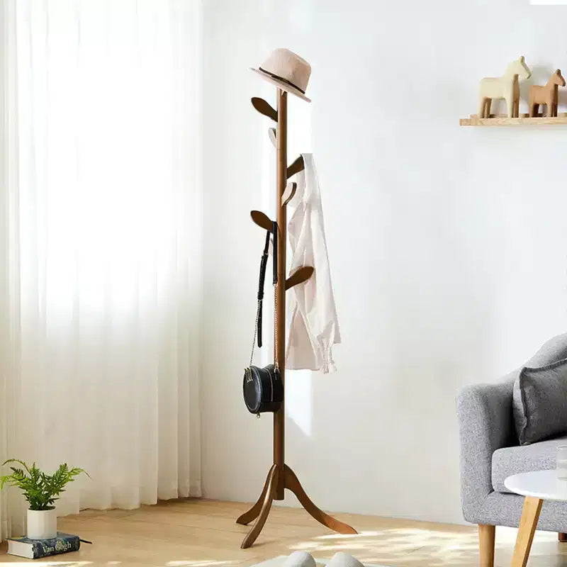 Porte-manteau sur pied Bekrvio avec 8 crochets feuilles, cintre réglable en hauteur (3 tailles) pour vestes/chapeaux - entrée, coin, chambre