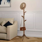 Porte-manteau sur pied Bekrvio avec 8 crochets feuilles, cintre réglable en hauteur (3 tailles) pour vestes/chapeaux - entrée, coin, chambre