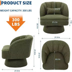 Fauteuil pivotant - Fauteuil moderne rembourré en velours Teddy Bear avec dossier rayé et rembourrage moelleux, pour salon, chambre à coucher
