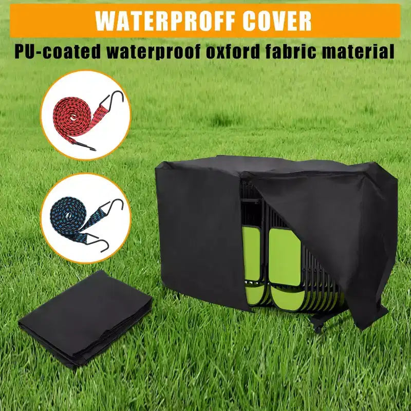 Support de Chaises Pliantes TROPOW Chariot de Rangement de Chaises Pliables avec Roues et Support, Capacité de 360 kg, Housse Résistante aux Intempéries Incluse