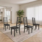 MAYEERTY Chaises de salle à manger en métal, lot de 4, pieds en acier et sièges en cuir PU, dossier haut sans accoudoirs, pour salon et cuisine, noir