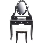 Coiffeuse moderne avec miroir LED, 5 tiroirs de rangement, tabouret moelleux, conception convertible, assemblage rapide