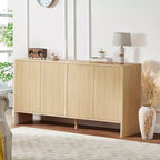 58 Modern Sideboard Buffet Cabinet with Fluted 4 Doors and Adjustable Shelves, Credenza Coffee Bar TV Console Cabibet
