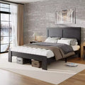 Bed Frame, Full/Queen/King Size Wood Platform, Noise Free,No Box Spring Needed and Easy Assembly Tool,Large Under Bed Storage,Dark Black