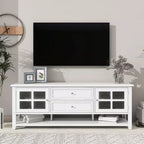 TROPOW Mid-Century Modern TV Stand for 60 inch TV with Multi-Functional Storage Space Media Console for Living Room Bedroom and Office WHITE