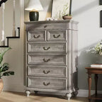 Commode 7 tiroirs style ferme rustique - Rangement à bijoux pour chambre et salon