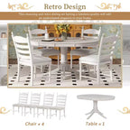 Ensemble Table à Manger Ronde Extensible pour 4, Style Ferme, avec 4 Chaises Rembourrées