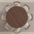PexFix Table à manger ronde en bois massif de 59 x 59 cm avec finition noyer et pieds arqués élégants pour salles à manger et cuisines modernes