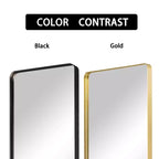 Miroir pleine longueur rectangulaire arrondi en alliage d'aluminium doré de 71x28 pouces (miroir profond - sans support)