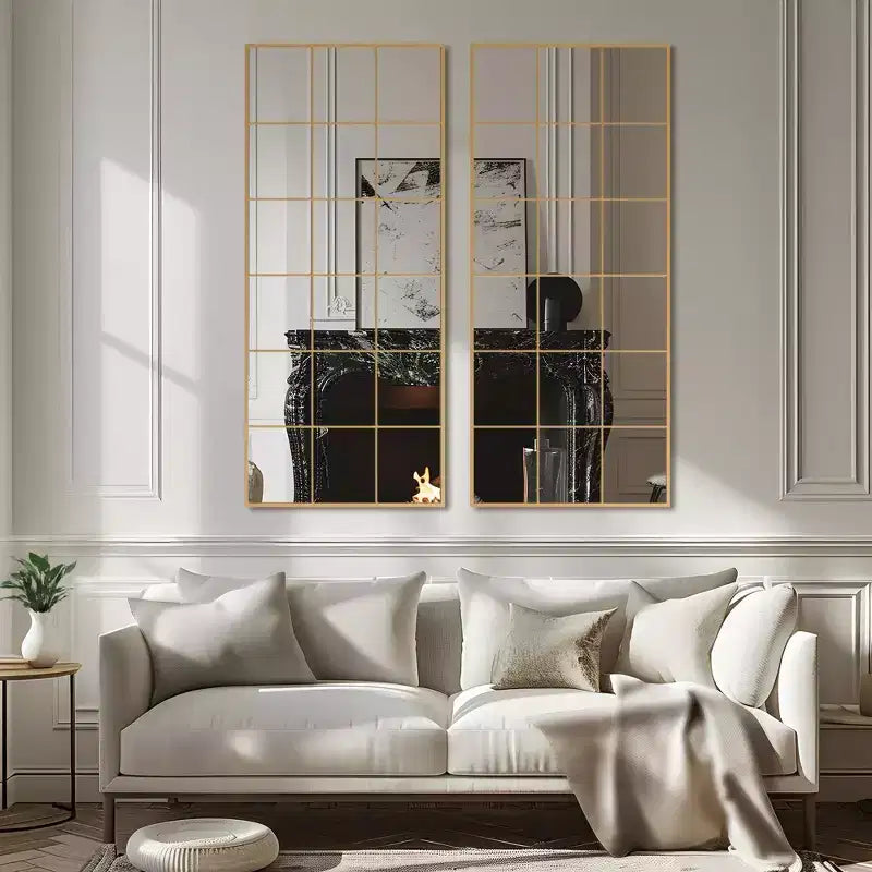 Miroir pleine longueur noir 67x28 pouces avec cadre en fer et micro-arche à angle droit (sans support)