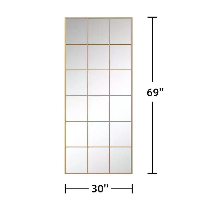 Miroir pleine longueur noir 67x28 pouces avec cadre en fer et micro-arche à angle droit (sans support)