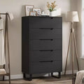 Acekool 5-Drawer Tall Dresser, 50 Vertical Wooden Chest with Detachable Legs and Spacious Storage for Bedroom, Living Room, Hallway, Entryway, Black