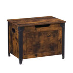 TROPOW Coffre avec couvercle, Coffre de rangement en bois, Banc de rangement avec charnières de sécurité, Cadre en métal, Banc à chaussures, Rangement, Marron