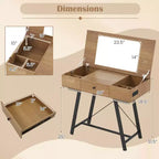 Coiffeuse Costway avec Miroir Rabattable Table de Maquillage avec Prises de Courant et Tiroir