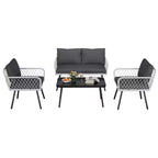 4-Piece Wicker Outdoor Furniture Set,Patio Sectional Sofa with Handmade Rattan and Metal Frame,with Coffee Table for Backyard,Garden and Poolside
