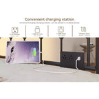 Lit de repos double avec lit gigogne, avec station de recharge et lumières LED, cadre de lit de jour en métal avec lit gigogne coulissant pour salon, chambre à coucher, chambre d'amis, appartement