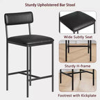 COZONY Lot de 2 chaises de salle à manger rembourrées, tabourets de bar en cuir PU, noir