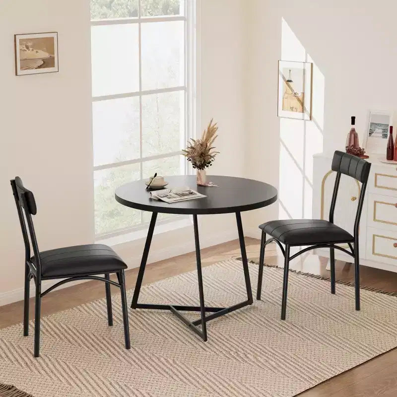 COZONY Lot de 2 chaises de salle à manger rembourrées, tabourets de bar en cuir PU, noir