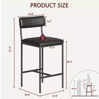 COZONY Lot de 2 chaises de salle à manger rembourrées, tabourets de bar en cuir PU, noir