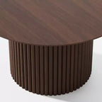 PexFix Table à manger ronde en bois de 46 pouces Table de cuisine circulaire avec base en lattes de bois Tables à dîner modernes de style ferme pour cuisine Salon Noyer