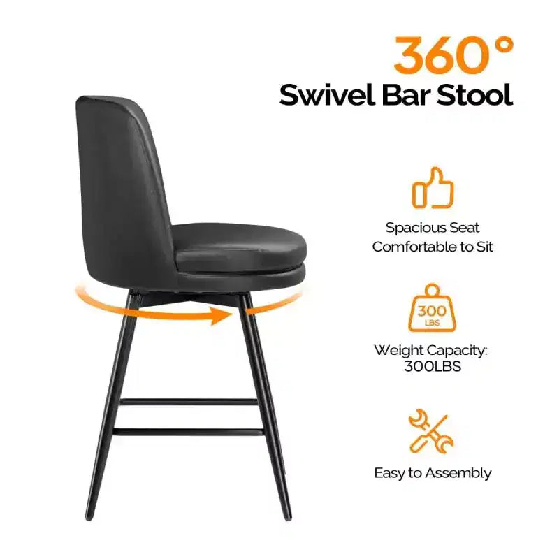 Tabouret de bar contemporain en cuir PU, pivotant, en cuir PU et de qualité durable