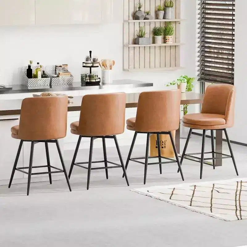 Tabouret de bar contemporain en cuir PU, pivotant, en cuir PU et de qualité durable