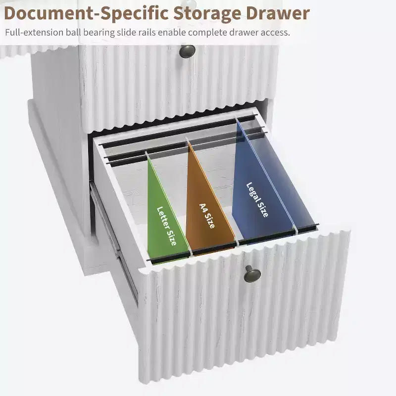 Garvee Fluted Home Office Desk Storage, Bureau de direction moderne 54 pouces avec station de charge, Bureau d'ordinateur en bois avec tiroirs classeurs pour l'étude