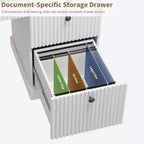 Garvee Fluted Home Office Desk Storage, Bureau de direction moderne 54 pouces avec station de charge, Bureau d'ordinateur en bois avec tiroirs classeurs pour l'étude