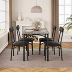 Table et chaises de cuisine, ensemble de table de salle à manger pour 4 avec chaises rembourrées, ensemble de table de cuisine en métal et bois, table à manger rectangulaire