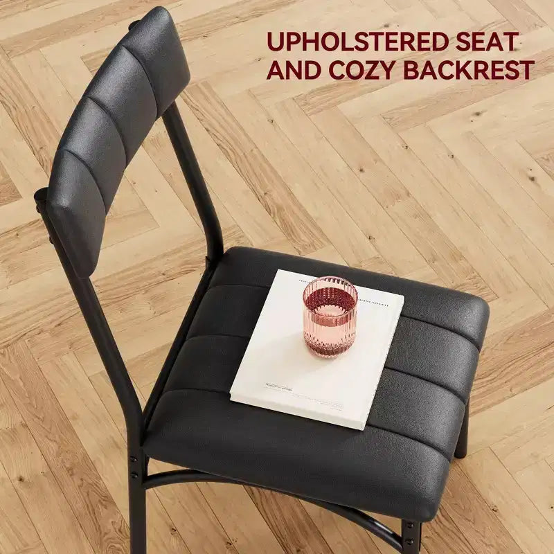 Table et chaises de cuisine, ensemble de table de salle à manger pour 4 avec chaises rembourrées, ensemble de table de cuisine en métal et bois, table à manger rectangulaire