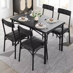 Kitchen Table and Chairs, Dining Room Table Set for 4 with Upholstered Chairs, Kitchen Table Set Metal and Wood Rectangular Dining Table