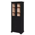 Meuble de rangement haut de salle de bain Whisen 67.2 avec portes en verre trempé, étagères réglables et tiroir, fermeture en douceur