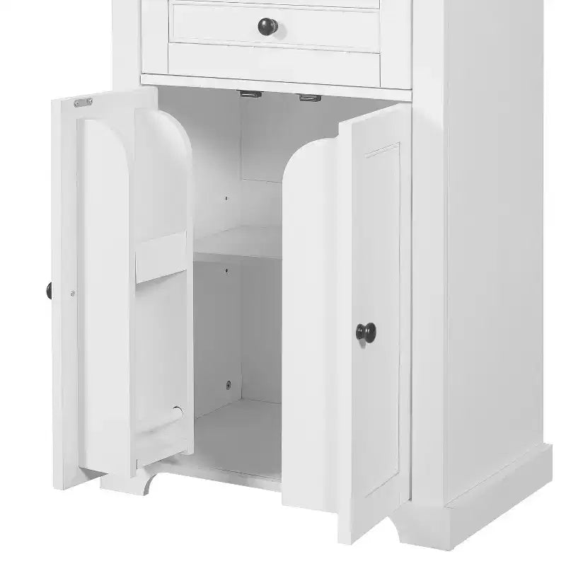 Meuble de rangement haut de salle de bain Whisen 67.2 avec portes en verre trempé, étagères réglables et tiroir, fermeture en douceur