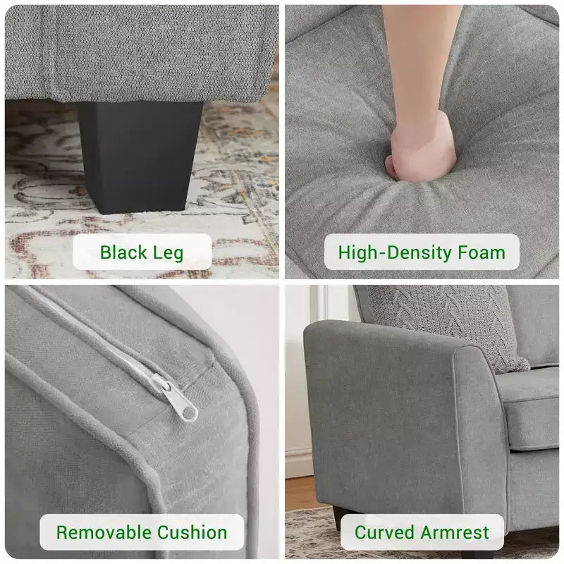 Canapé GustoWave 82 pour salon, canapé moderne confortable avec coussin d'assise de fermeté moyenne, housse amovible, canapés en tissu chenille