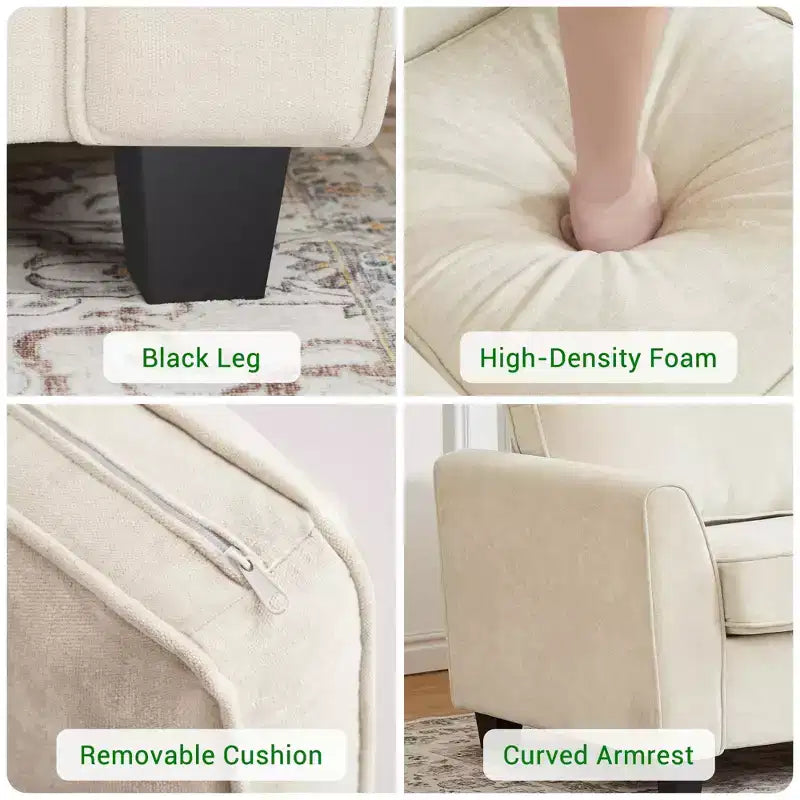 Canapé GustoWave 82 pour salon, canapé moderne confortable avec coussin d'assise de fermeté moyenne, housse amovible, canapés en tissu chenille