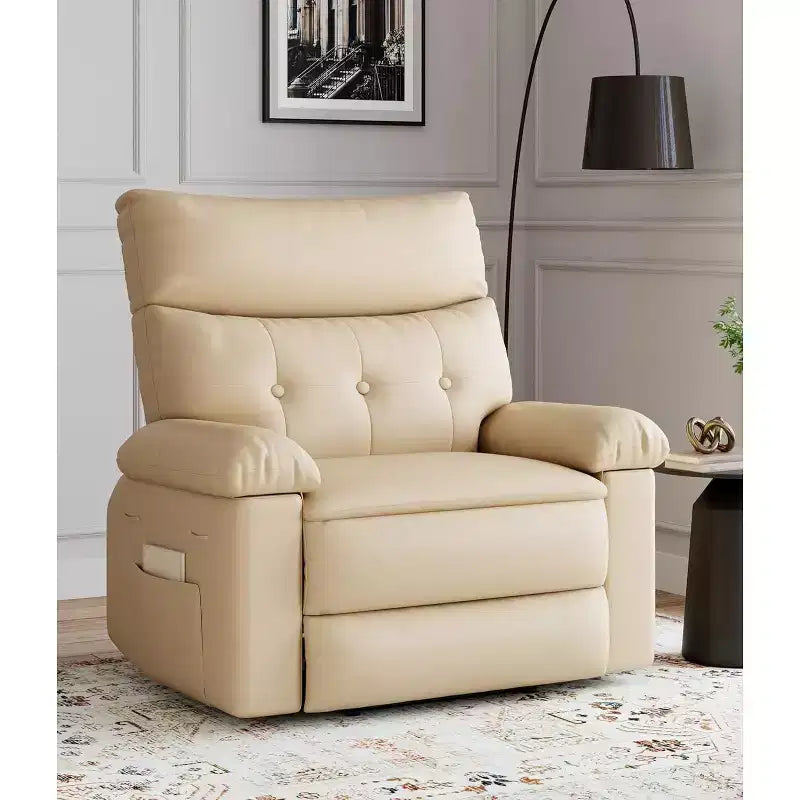 Oversized Leather Recliner Chair, Extra Wide Manual Recliner, Lazy Chair with 1.5X Sponge Comfort Arm and Back for Living Room, Bedroom