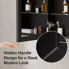 Armoire de toilette Belle avec miroir biseauté, encastrable ou murale, étagères réglables en verre trempé