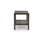 Table d'appoint Kallenny de Signature Design by Ashley – Fini chêne foncé avec plateau imitation ciment, étagère de présentation ouverte