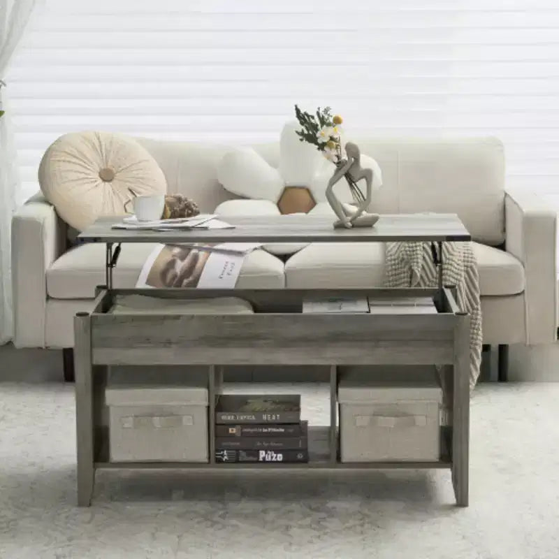 Table basse relevable extensible gris délavé