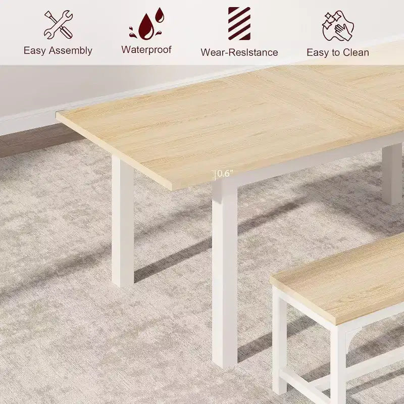 Ensemble de table à manger extensible pour 48 personnes avec bancs et tabourets, grande table de cuisine et de salle à manger en bois de 63 pouces
