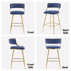 Tabouret de bar moderne Karl Home Cream, rembourrage épais, pieds en métal