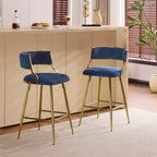 Tabouret de bar moderne Karl Home Cream, rembourrage épais, pieds en métal